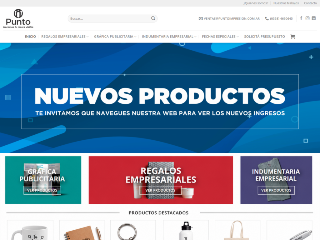 Diseño del sitio web de Punto Impresión realizado en WordPress.